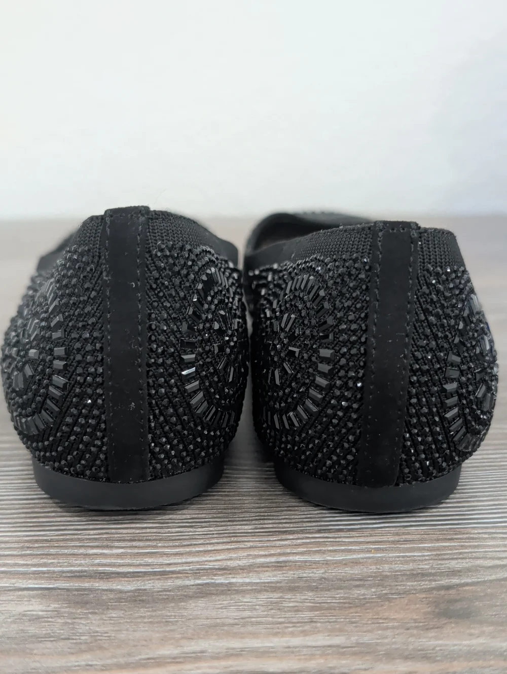 Near New Thalia Sodi KARLI Black Embellished Slip On Ballet Flats 8